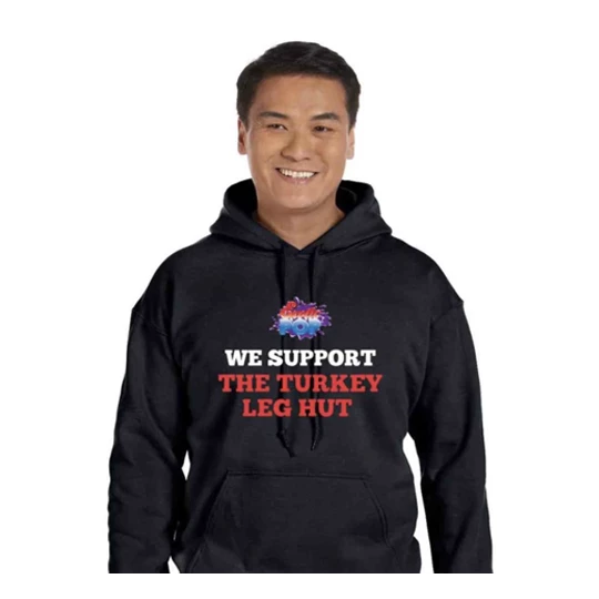 Exotic Pop WE SUPPORT TURKEY LEG HUT Hoodie (Black) Exotic Pop Merch
